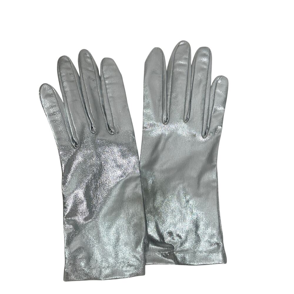 Vintage 1960s Silver Wrist Driving Gloves 7/8 Medium Narrow